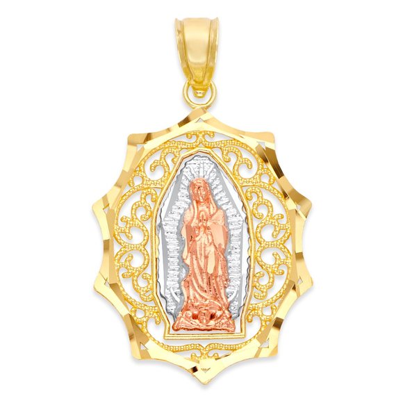 14k Real Solid Gold Our Lady of Guadalupe Pendant